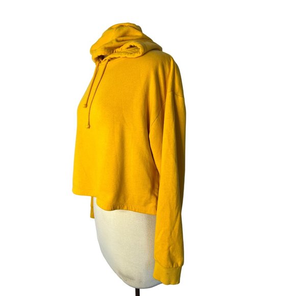 Divided H & M Hoodie Women's M Yellow Cropped Long Sleeve Stretch Solid flaw - Picture 2 of 13